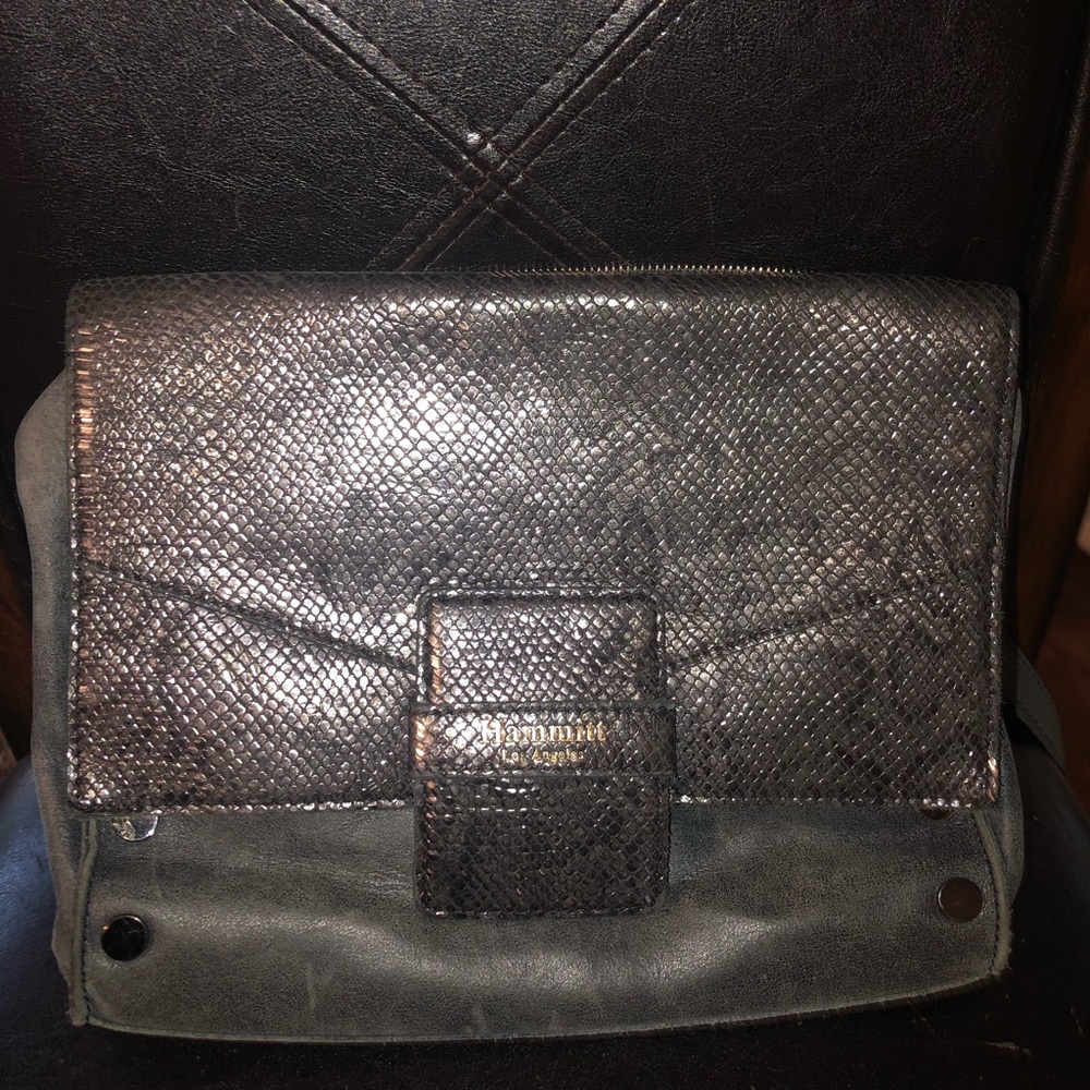 Hammitt grey leather joe-jet shadow purse